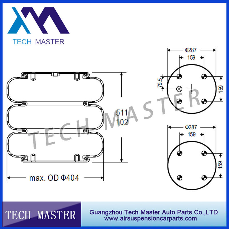 অটো যন্ত্রাংশ ট্রিপল কনটেটিচ FT530-35 521 ফায়ারস্টোন W01-358-7845 রবার এয়ার স্পিং জন্য শিল্পকৌশল বায়ু বসন্ত Convoluted